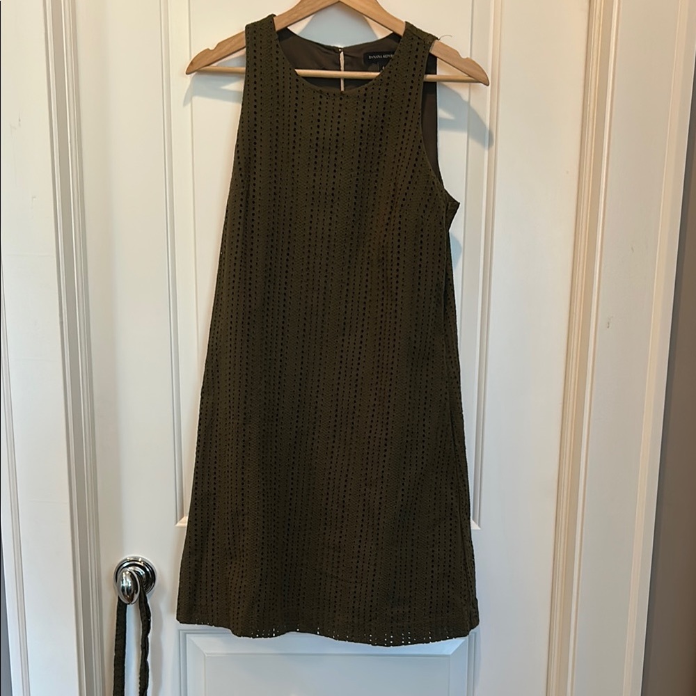 Banana Republic Olive Green Eyelet Sleeveless Dress